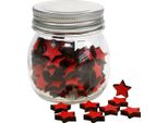 Decorazione Natalizia In Vetro Con Stelle In Legno Rosso 9Cm - Decorazione Festosa A Pioggia E Stelle Artigianali