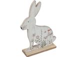 Coniglietto Pasquale Decorativo In Legno Con Fiori 26×19,5 Cm