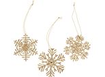 Appendino Decorativo Fiocchi Di Neve In Legno Oro Ø10Cm 9Pcs Decorazione Invernale Albero Ornamenti