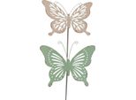 Spina Da Letto In Metallo Farfalla Rosa Verde 10,5X8,5Cm 4Pz - Decorazione Primaverile Giardino Balcone