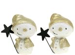 Set Di Pupazzi Di Neve Bianchi/Oro, 7,5 Cm, Decorazione Natalizia 4 Pezzi, Decorazione Da Tavolo