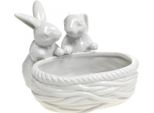 Coniglietto Con Nido In Porcellana, Decorazione Per La Tavola Di Pasqua, Nido Pasquale In Ceramica Bianca, Ciotola Per Decorazione 15Cm