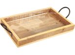 Vassoio Di Legno Con Maniglie Vassoio Decorativo Vintage Nero Naturale 35X22,5Cm