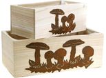 Set Di Fioriere In Legno Con Funghi Decorazione Autunnale Design Vintage L40/30Cm Set Di 2