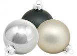 Mini Baubles Natalizi Decorazioni Per L'albero Di Natale Mix Di Decorazioni Dell'avvento Nero/Argento/Madreperla 24 Pezzi In Vero Vetro