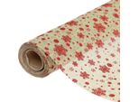 Runner Da Tavola Natalizio Nastro Fiocchi Di Neve Iuta 48×450Cm Decorazione Rosso Glitter