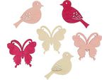Mini Decorazione A Pioggia Di Primavera Figurine In Legno Uccelli E Farfalle 2Cm Rosa Natura 144 Pezzi