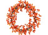 Ghirlanda Per Porta Autunno Inverno Decorazione Natalizia Ghirlanda Di Bacche Artificiali Rosso Arancio Anello Decorativo Decorazione Murale Ø30Cm