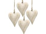 Cuore Decorativo In Legno, Cuore In Legno Da Appendere, Stile Shabby Chic, 10 Cm, 4 Pezzi, 4 Pezzi