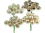Bacche A Specchio Beige Mix 25Mm 140Pz - Palline Decorative Lucide E Opache Per Decorazioni Natalizie E Lavori Artigianali