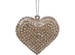 Decorazione Cuore Glitterato Ciondolo Champagne 6X6,5Cm Set Di 12 Decorazioni Da Tavola Per Matrimonio