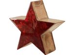 Stella Decorativa In Legno Di Mango Rosso Naturale, Decorazione Da Tavola Stella Di Natale, Decorazione Stella Rustica Ø24X10Cm