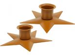 Portacandele A Bastoncino Candele Dell'avvento Stella Ruggine Marrone Ø9,5Cm Set 4 Decorazione Natale
