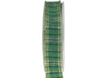 Nastro Decorativo Tartan Natalizio A Scacchi Verde Oro 25Mm 20M Nastro Regalo