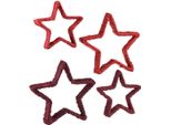 Stella Da Posizionare Decorazione Natalizia Iuta Rosso 13/18Cm 4Pcs Stelle Avvento Decorazione Da Tavolo