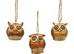 Incantevole Ciondolo Rustico A Forma Di Gufo Marrone - Decorazione Autunnale E Natalizia, 5,6 Cm, Set Da 3