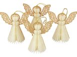 Angelo Di Carta Decorazione Di Natale Angelo Set Di 4 Bianco Oro H12Cm Decorazioni Per L'albero Di Natale Decorazione Per La Tavola Dell'avvento
