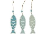 Pesce Appendiabiti Decorativo 12Cm Legno Blu Nautico Decorazione Appesa 9 Pezzi Decorazione Estiva