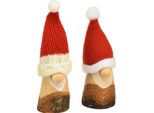 Gnomo Decorativo In Legno Per Natale Scandinavo Rosso 10-12Cm Set Di 4 Pezzi