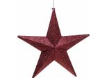 Appendino Decorativo Stella Glitterata Bordeaux 21Cm Set Di 2 Decorazioni Per Albero Di Natale