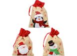 Sacchetti Regalo Natale Babbo Natale In Iuta 20X23Cm Set Di 3 - Confezione Regalo Decorazione Sostenibile
