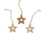 Stelle Di Legno Naturale Ø4,5 Cm Set Di 8 Decorazioni Natalizie