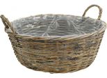 Grande Cesto In Vimini Con Manici, Bianco Naturale, Fioriera Xl In Stile Rustico, Cesto Decorativo Per Piante E Deposito, Ø51Cm