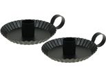 Portacandele In Metallo Nero, Portacandele A Bastoncino Rotondo Con Manico, Ø9,5 Cm, Set Di 4