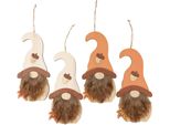 Ciondolo Gnomo Decorativo In Legno Autunno 21Cm Set 4 Pezzi
