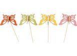 Spina Fiore Farfalla In Legno Decorazione Primavera 8,5 Cm Set Di 12 Colorati