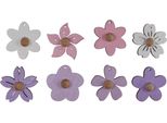 Fiori Di Legno Appesi Decorazione 4,5Cm Viola Rosa Bianco 24 Pezzi Decorazione Fiori