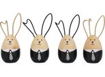 Coniglietto Di Pasqua In Legno Set Di Uova Decorazione Da Tavolo Nero Bianco 4 Pack 12Cm