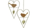Cuori Decorativi Da Appendere In Metallo Cuore Uccello Legno 12×18Cm Set Di 2 Decorazioni Per Finestra Decorazione Primavera
