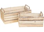 Fioriera In Legno Corteccia Naturale Set Di 2 Con Manici 29Cm