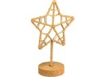 Stella Decorazione Metallo Legno Supporto Fibra Naturale Ø15Cm 2Pz Decorazione Da Tavolo Stella Di Natale