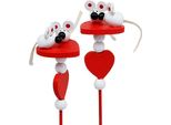 Cuori Decorativi Con Topolini Su Bastoncino Rosso 12 Pezzi - San Valentino Festa Della Mamma Decorazioni Floreali, 12 Pezzi