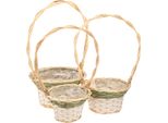Set Di Cesti Floreali Natura Verde Grigio Bianco Ø18-26Cm 3Pz Decorazione Primavera