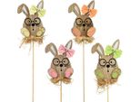 Decorazione Pasquale Fiore Spina Coniglietto Con Bicchieri Set Di 12 Legno
