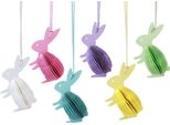 Set Di 6 Coniglietti Di Pasqua A Nido D'ape Colorati Da Appendere, Decorazione Primaverile, Figure Per Il Cespuglio Di Pasqua, 5X3X8Cm