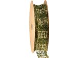 Nastro Di Pizzo Verde Oro Decorativo 25Mm 15M Per Decorazione Tavola, Matrimonio, Confezione Regalo