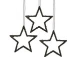 Decorazione Natalizia Ciondolo Stella Glitter Nero Lucido 7,5 Cm Set Da 40