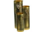 Set Di 3 Portacandele Vintage In Metallo Oro/Nero Per Tea Light E Candele A Colonna - Decorazione Elegante Per La Casa, 30/38,5/45Cm