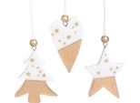 Esclusivo Albero Di Natale Ornamenti In Legno Stella Albero Cuore Idea Decorazione, 6 Pezzi