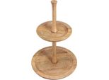 Etagere In Legno A 2 Livelli Ø31/20Cm H45Cm Rustico