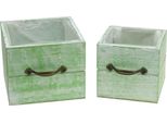Set Di Cassetti In Legno Per Fioriere Verde Chiaro Vintage Set Di 2