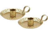 Portacandele In Metallo Con Decorazione Oro Vintage Ø9,5 Cm Set Di 4 Per Candele A Colonna