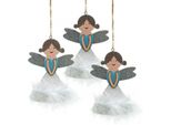 Angelo Di Legno Decorazioni Natalizie Decorazioni Per L'albero Di Natale 14,5X10Cm Set Di 6