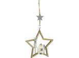 Decorazione Natalizia Stella In Legno Appendiabiti Angelo Albero Di Natale Decorazione Invernale Ø13,5 Cm, 4 Pezzi