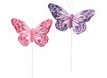Farfalle Decorative Piume In Filo Viola Rosa 7×10 Cm 12 Pezzi