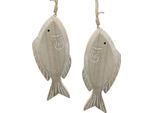 Pesce Decorativo In Legno Appeso Decorazione Vintage Bianco 21Cm Set Di 2 Decorazione Marittima Soggiorno Bagno, 2 Pezzi